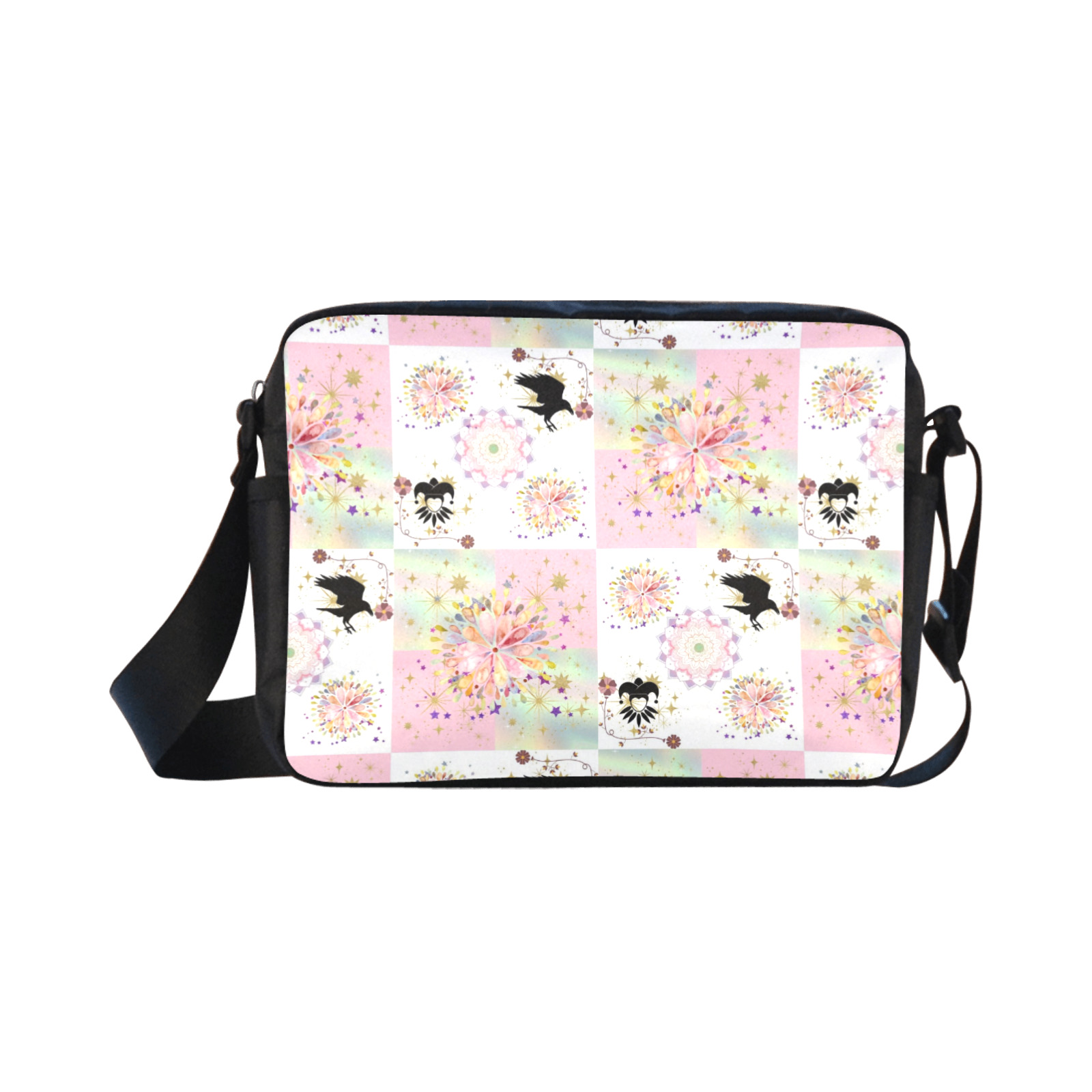 Secret Garden With Harlequin and Crow Patch Artwork Classic Cross-body Nylon Bags (Model 1632)