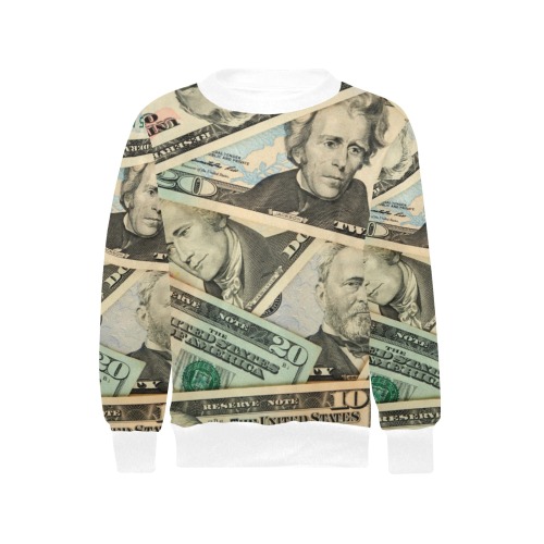 US PAPER CURRENCY Girls' All Over Print Crew Neck Sweater (Model H49)