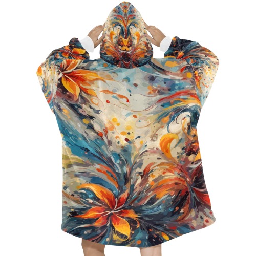 Abstract colorful flowers and whirlpool of colors. Blanket Hoodie for Women