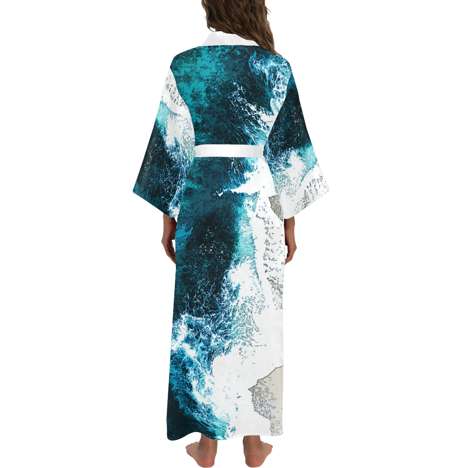 Ocean And Beach Long Kimono Robe