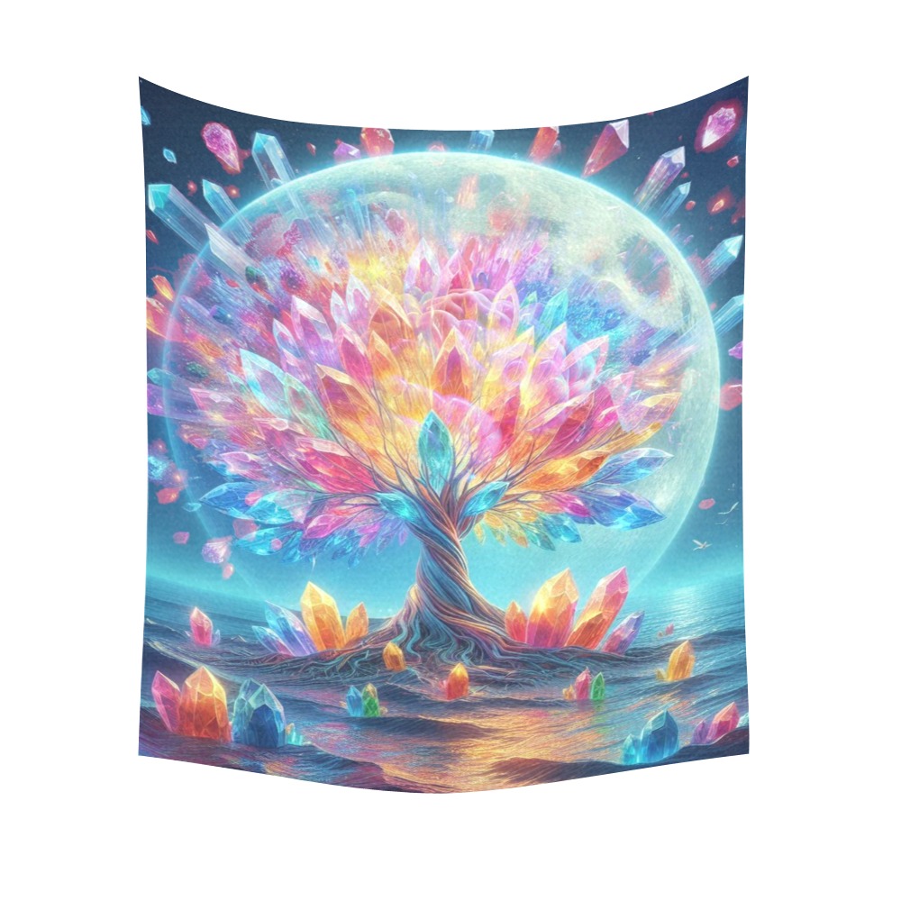 Moon Tree Cotton Linen Wall Tapestry 51"x 60"