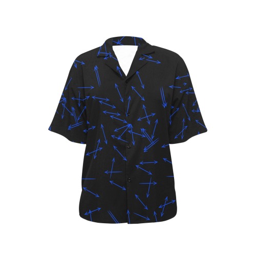Arrows Every Direction Blue All Over Print Hawaiian Shirt for Women (Model T58)