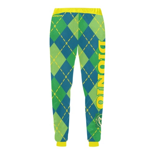 DIONIO Clothing - Argyle Green,Lime & Yellow Sweatpants (Green ShieldLogo) Unisex Casual Sweatpants (Model L11)