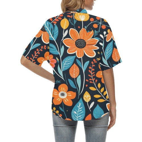 Bohemian Flowers 5 All Over Print Hawaiian Shirt for Women (Model T58)