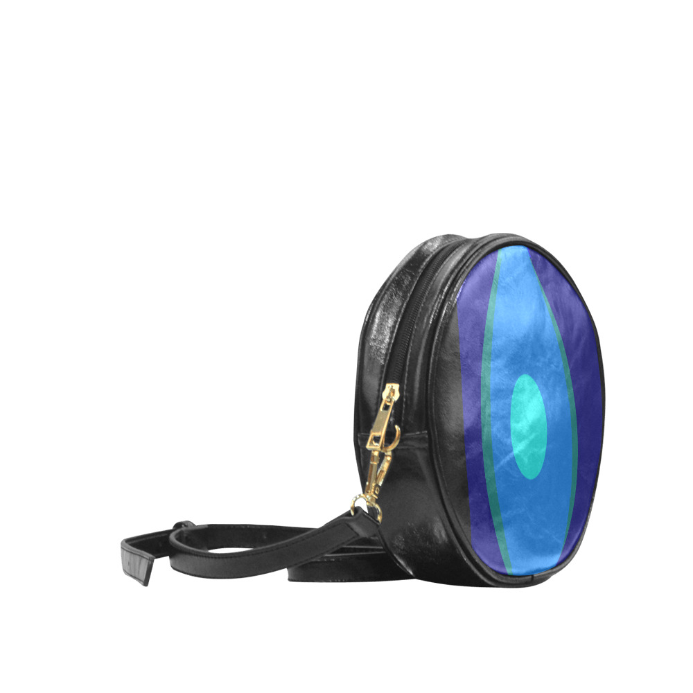 Dimensional Blue Abstract 915 Round Sling Bag (Model 1647)