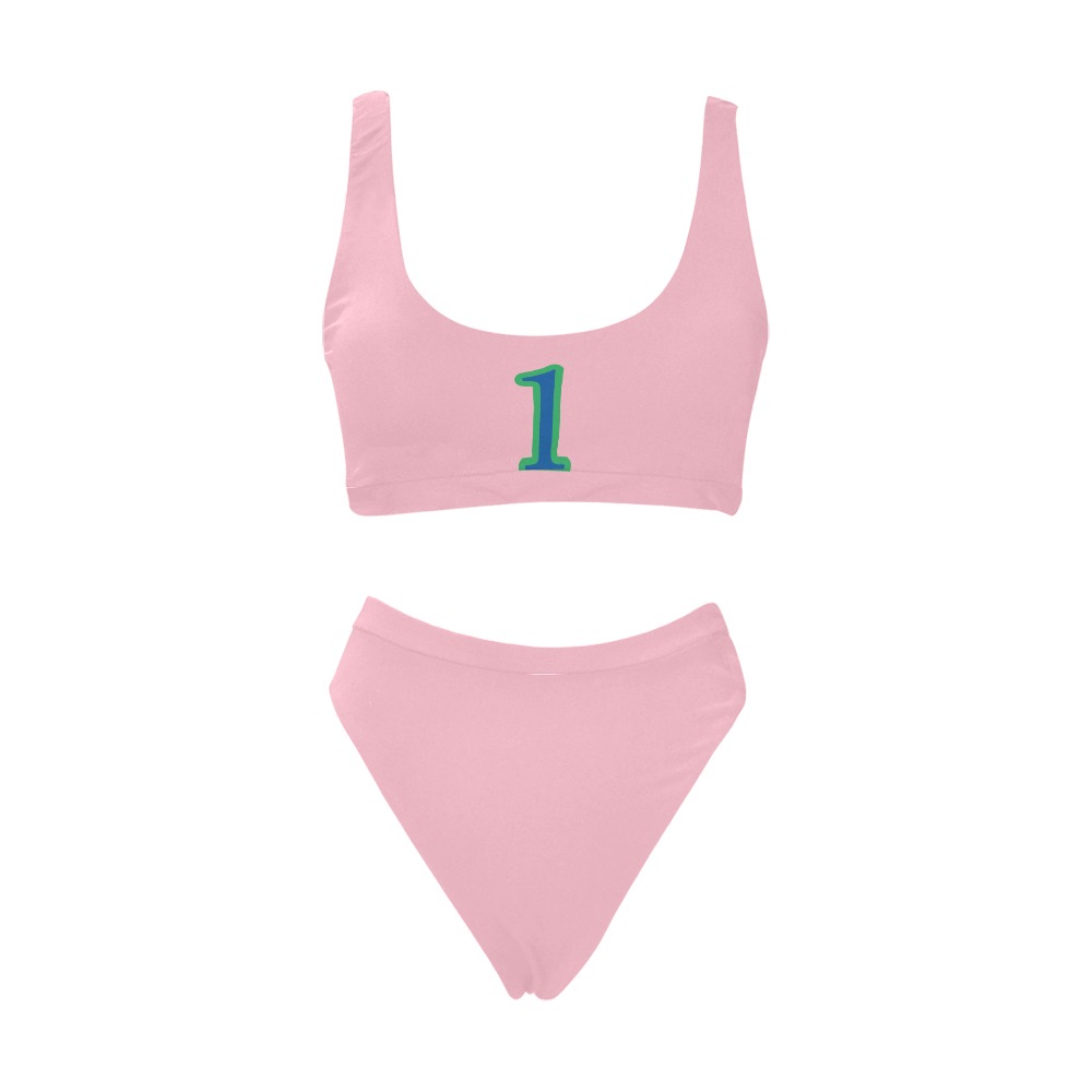 Bathing Suite With 01 Sport Top & High-Waisted Bikini Swimsuit (Model S07)