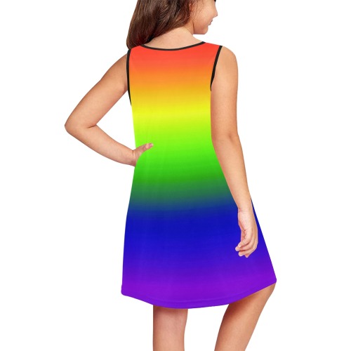rainbow side Girls' Sleeveless Dress (Model D58)