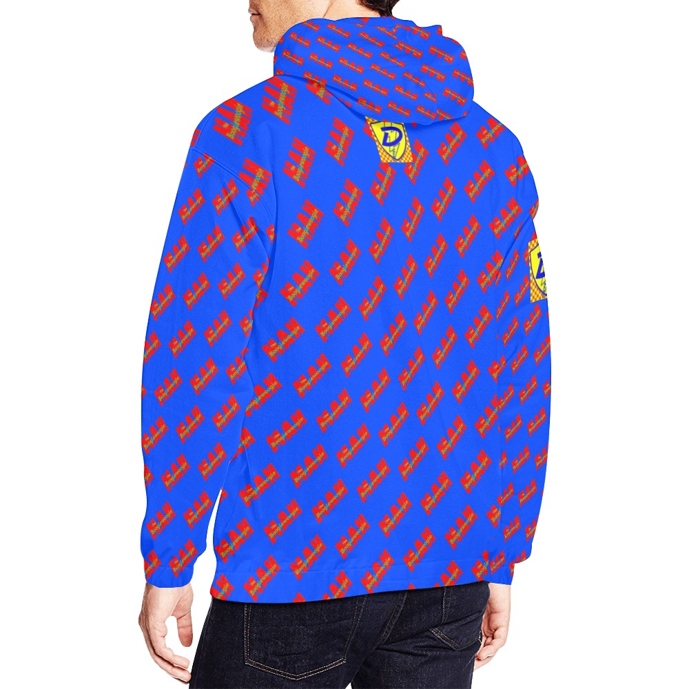 DIONIO Clothing - Tha Boogiewoogie Man Hoodie (Blue & Red Repeat Logo) All Over Print Hoodie for Men (USA Size) (Model H13)