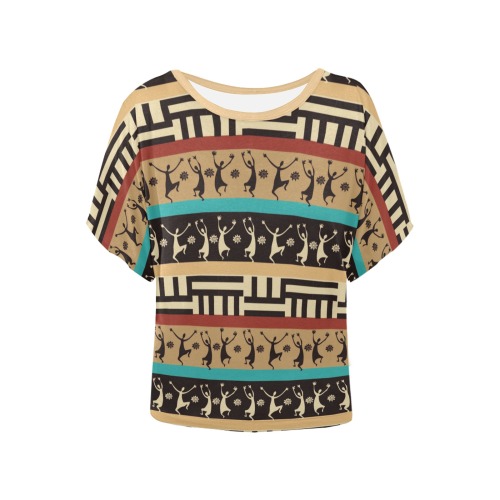 African patterns -18 Women's Batwing-Sleeved Blouse T shirt (Model T44)