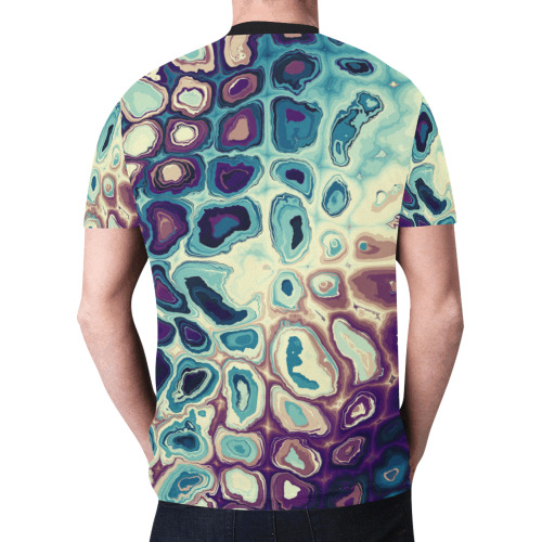 Purple Blue swirls Oil Slick New All Over Print T-shirt for Men (Model T45)