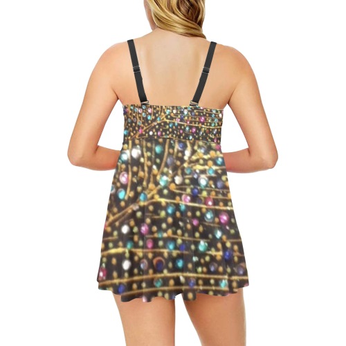 Sparkle-Gold Chest Pleat Swim Dress (Model S31)