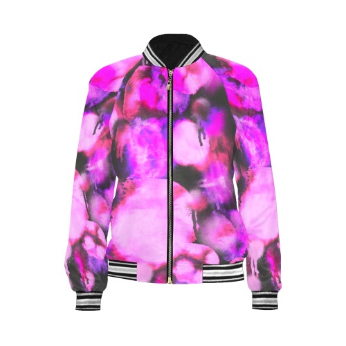 Graffiti dots pink and dark-2 All Over Print Bomber Jacket for Women (Model H21)