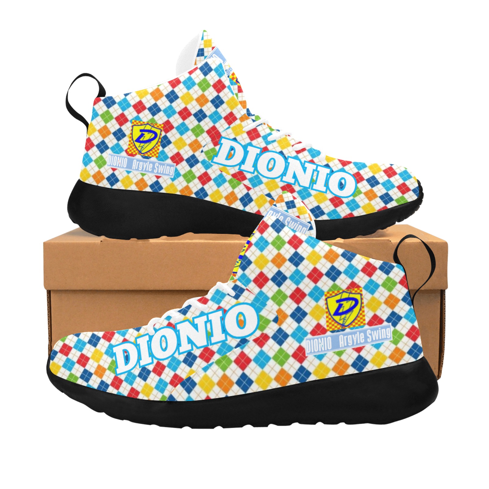 DIONIO - Argyle Swing Hi-Top BasketBall Shoes Men's Chukka Training Shoes (Model 57502)