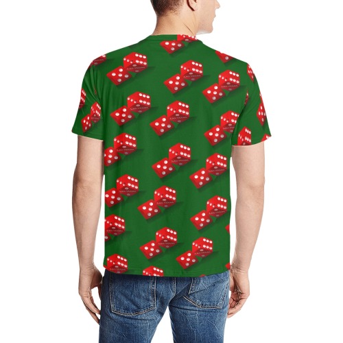 Las Vegas Dice Pattern on Green Men's All Over Print T-Shirt (Random Design Neck) (Model T63)