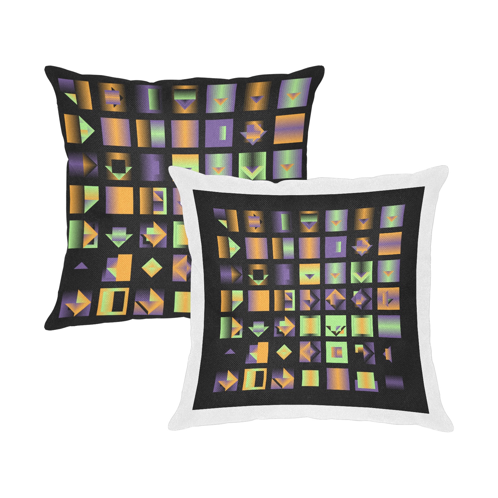 geometry (10) Linen Zippered Pillowcase 18"x18"(Two Sides&Pack of 2)