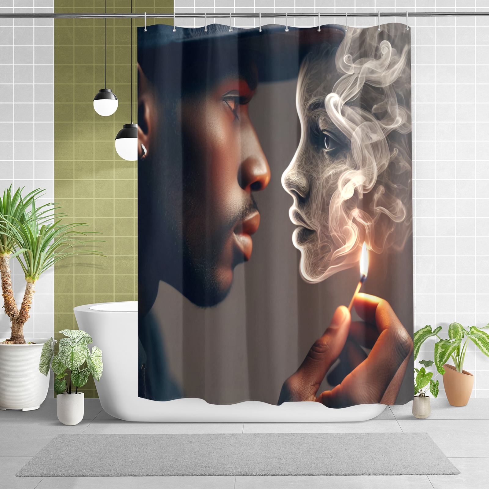 Man's love in smoke - African American Shower Curtain 69"x70"