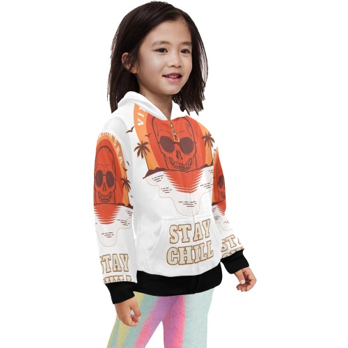 stay chill Little Girls' Zip Up Hoodie (Model H58)