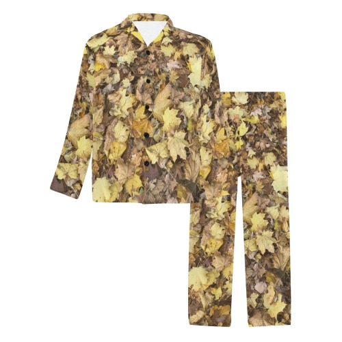 Autumn yellow leaves Men's V-Neck Long Pajama Set