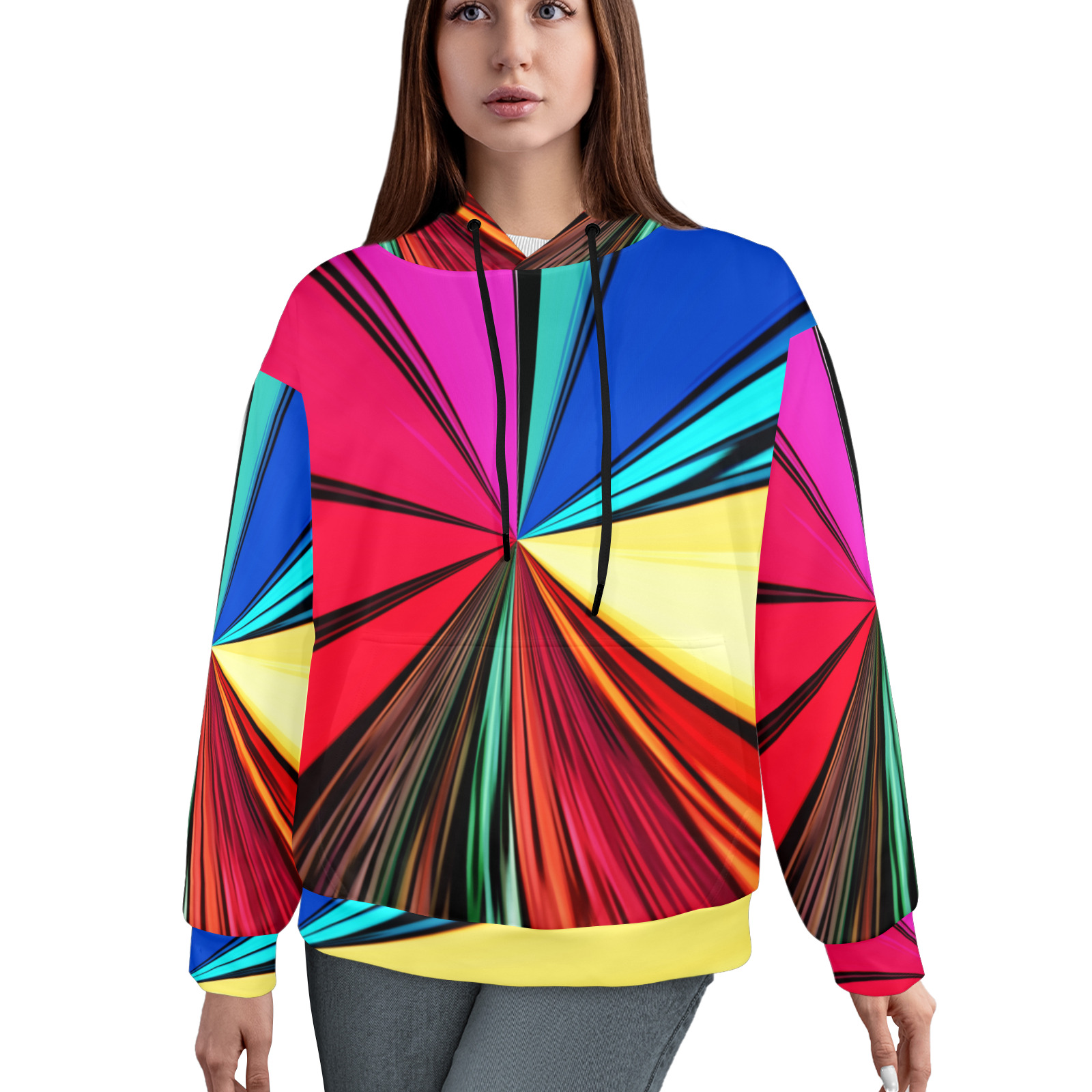Colorful Rainbow Vortex 608 Women's All Over Print Hoodie (Model H61)