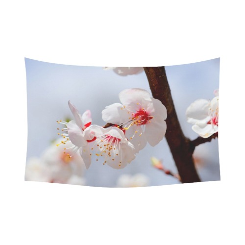 Purity and tenderness of Japanese apticot flowers. Polyester Peach Skin Wall Tapestry 90"x 60"