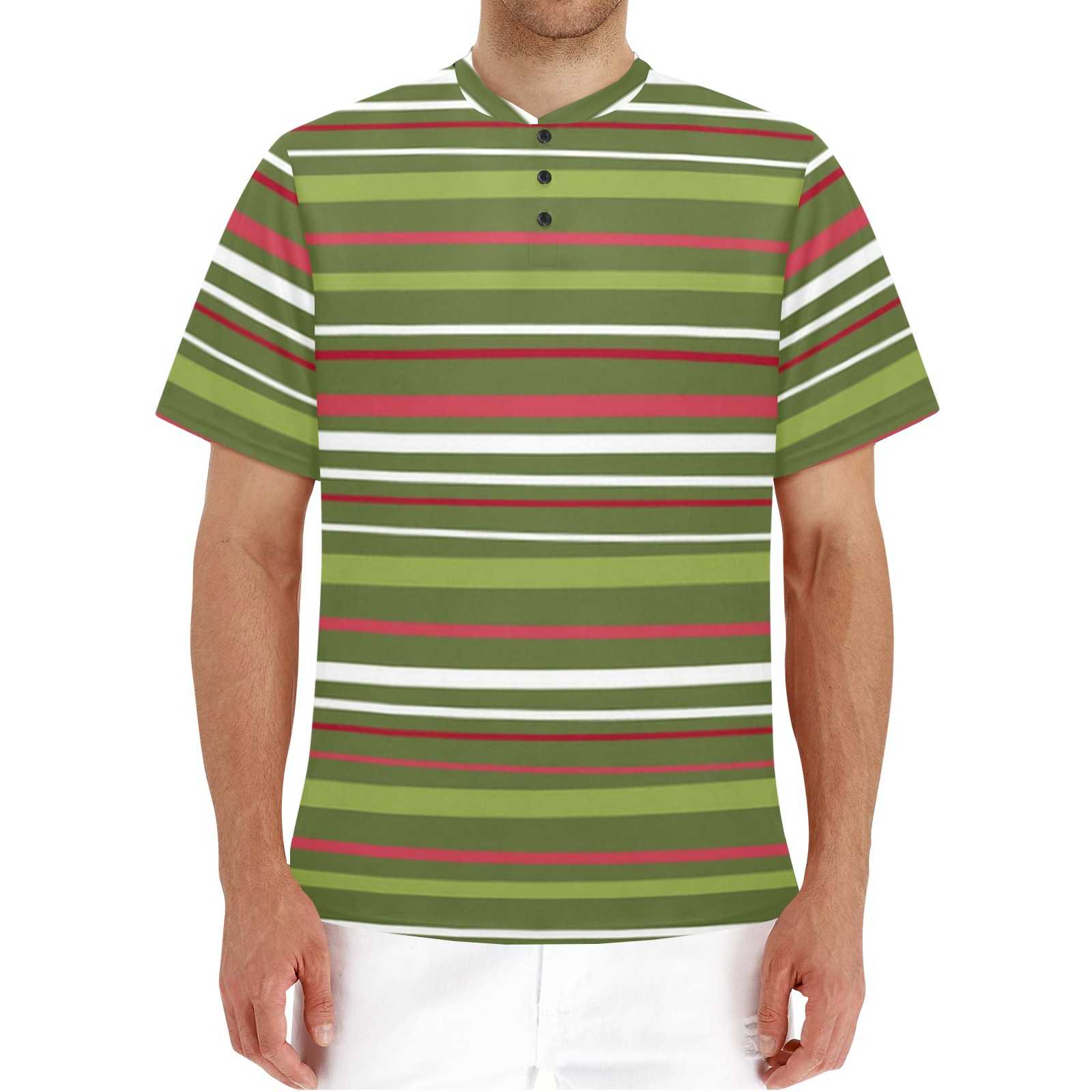 Christmas Stripes Men's Henley T-Shirt (Model T75)