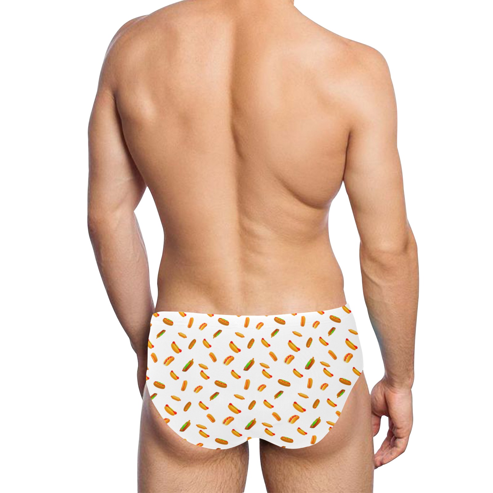 Hot Dog Pattern - White Men's Swimming Briefs (Model L59)