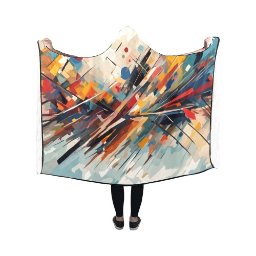 Fantastic abstract art of colorful shapes, lines Hooded Blanket 50''x40''