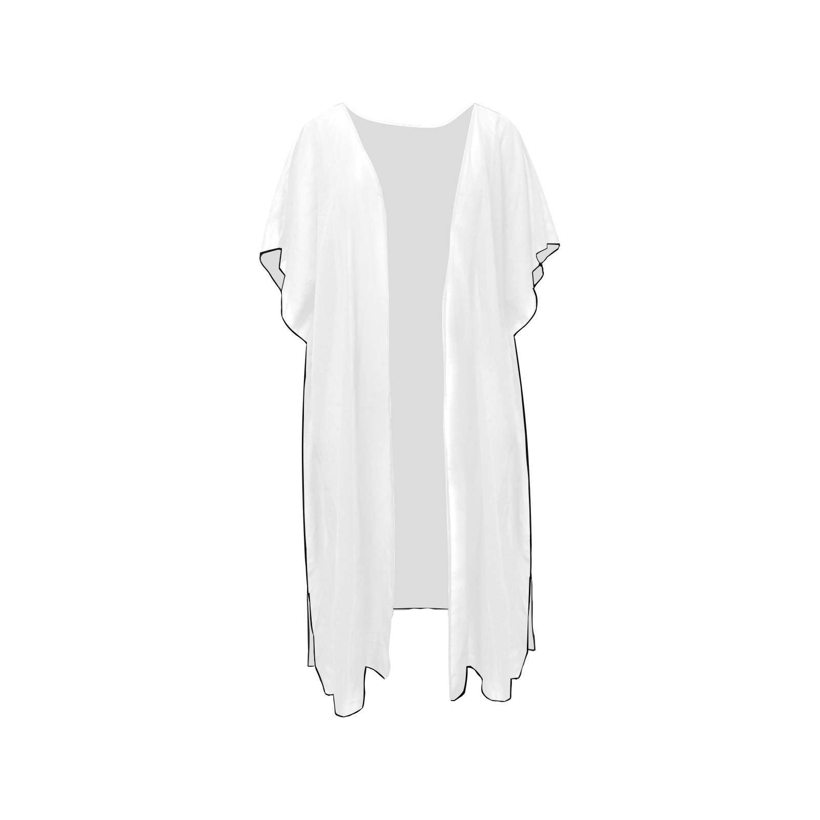 Solid Colors White Mid-Length Side Slits Chiffon Cover Ups (Model H50)