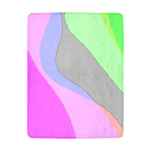Abstract 703 - Retro Groovy Pink And Green Ultra-Soft Micro Fleece Blanket 43"x56"