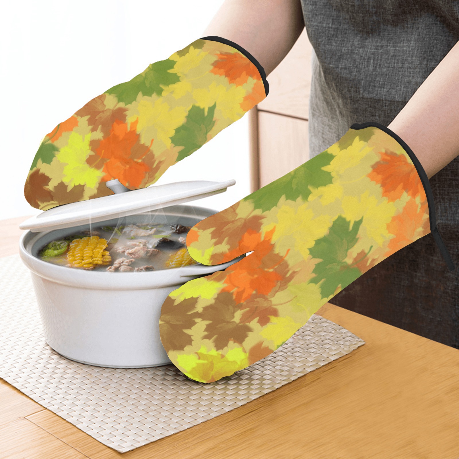 Autumn Leaves / Fall Leaves Oven Mitt (Two Pieces)