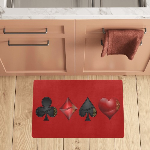 Black Red Playing Card Shapes / Red Kitchen Mat 28"x17"