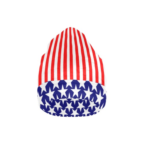 USA Red and White Stripes All Over Print Beanie for Kids