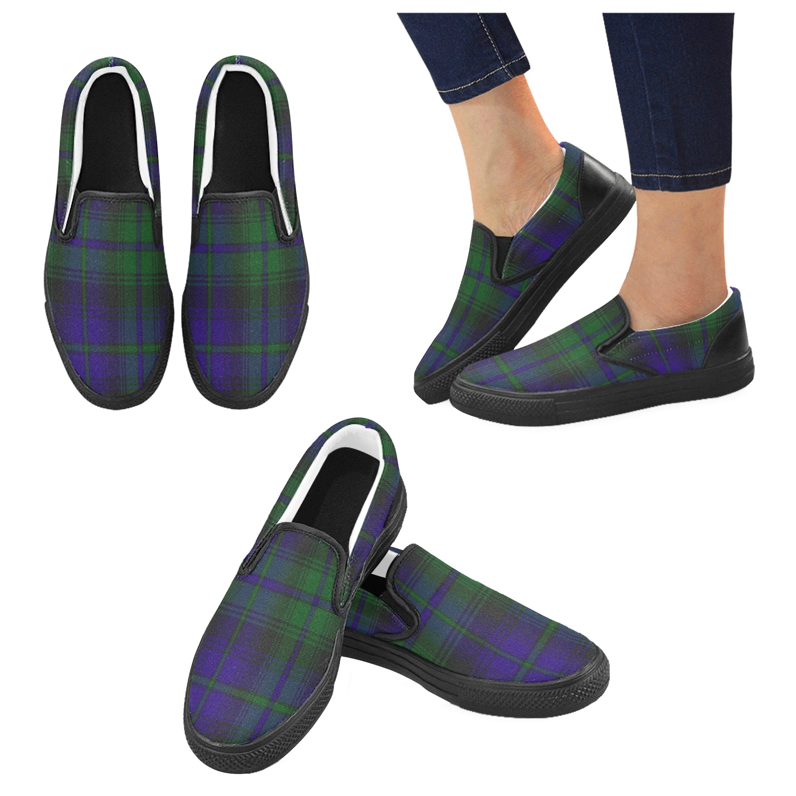 5TH. ROYAL SCOTS OF CANADA TARTAN Women's Unusual Slip-on Canvas Shoes (Model 019)