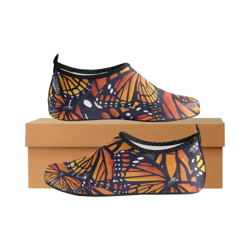 Orange Monarch Butterflies Kids' Slip-On Water Shoes (Model 056)