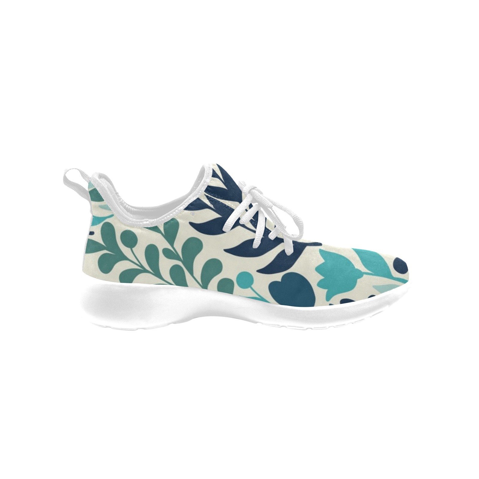 Doodle Floral with Leaves Women's One-Piece Vamp Sneakers (Model 67502)