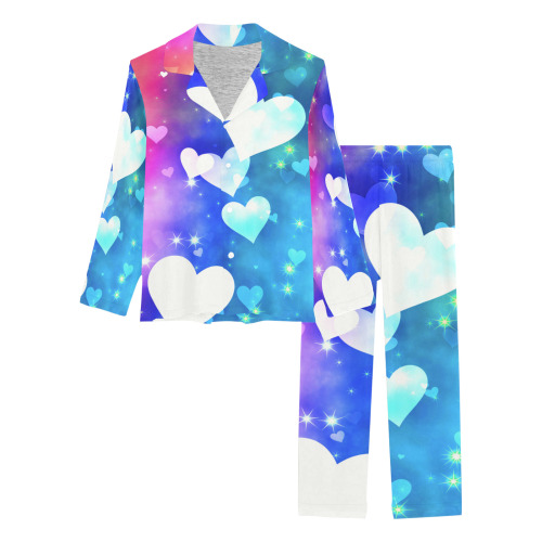 Dreamy Love Heart Sky Background Women's Long Pajama Set