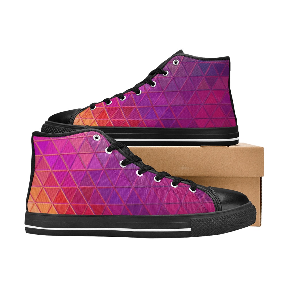mosaic triangle 5 High Top Canvas Shoes for Kid (Model 017)
