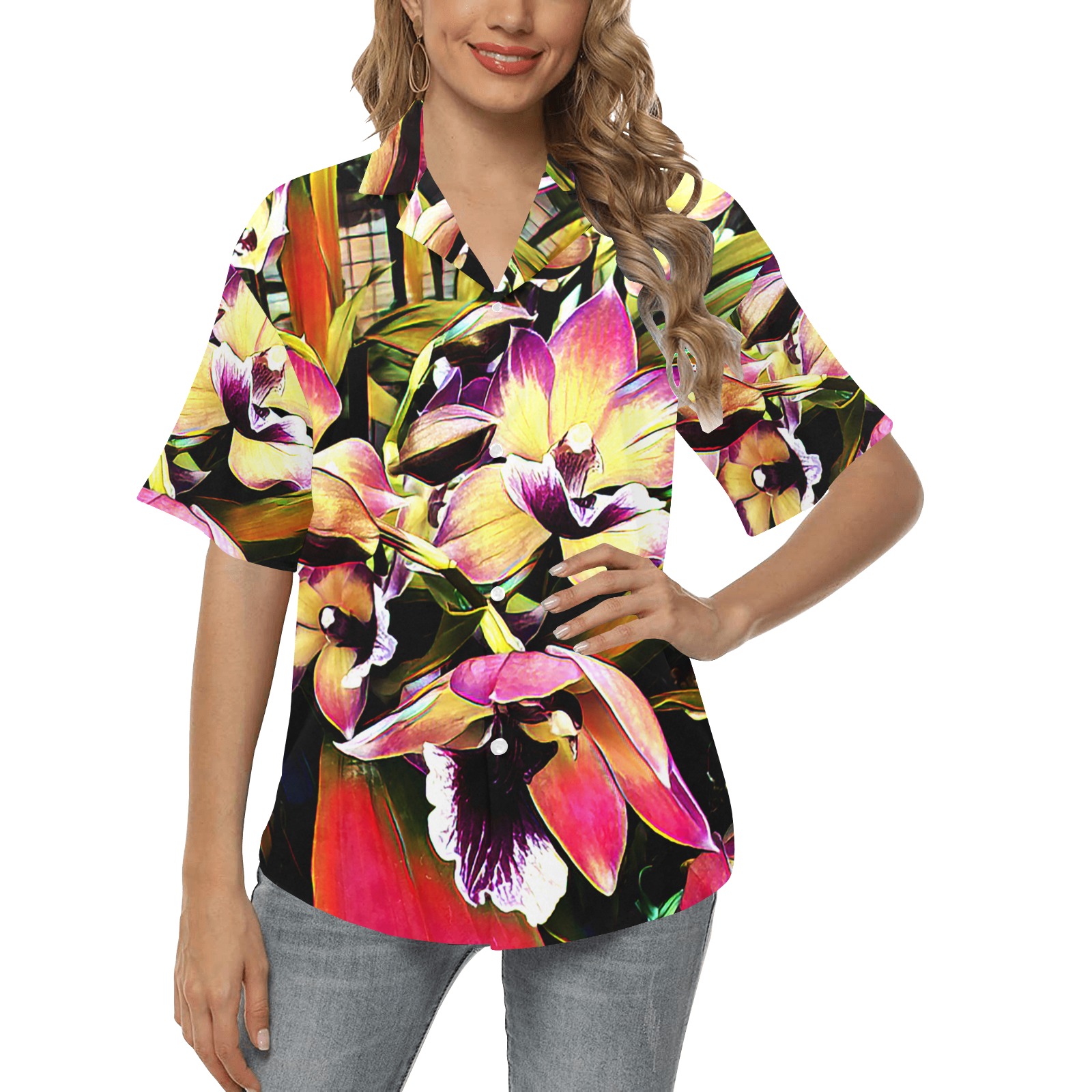 you're so close 4 All Over Print Hawaiian Shirt for Women (Model T58)