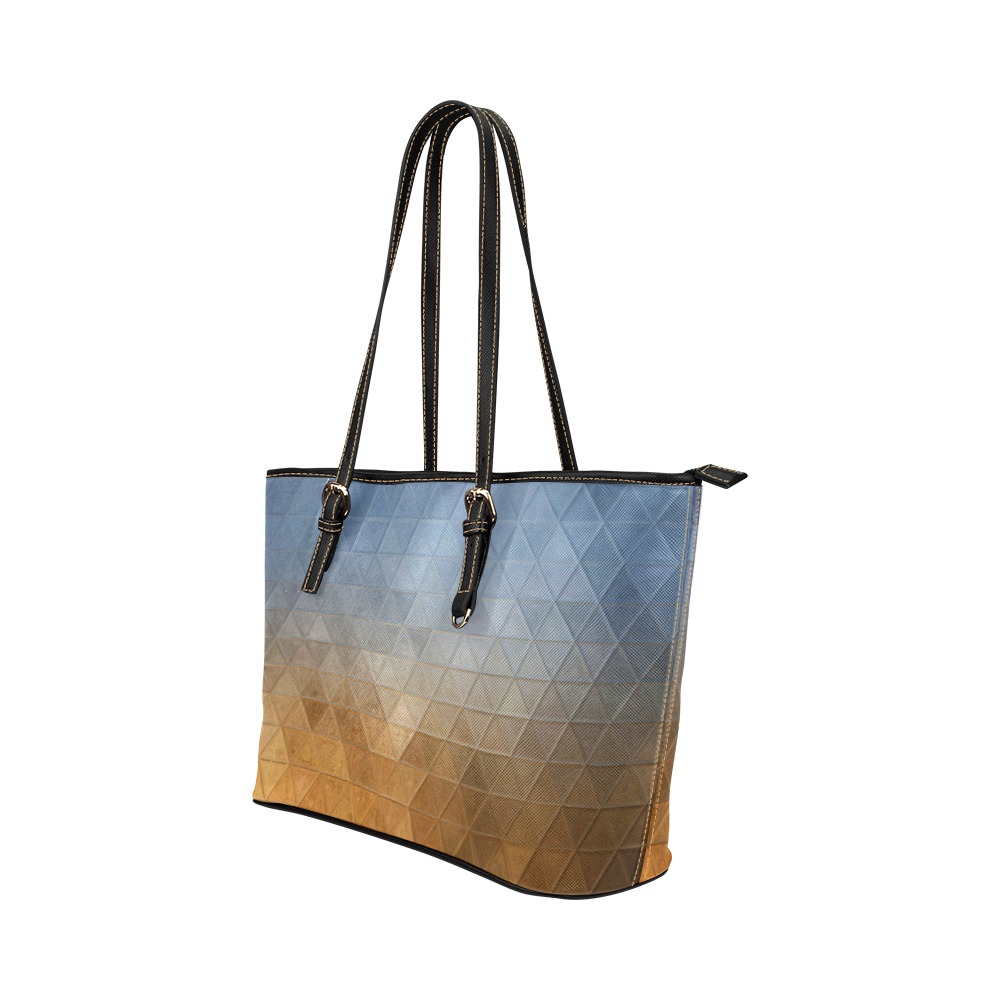 mosaic triangle 20 Leather Tote Bag/Small (Model 1651)