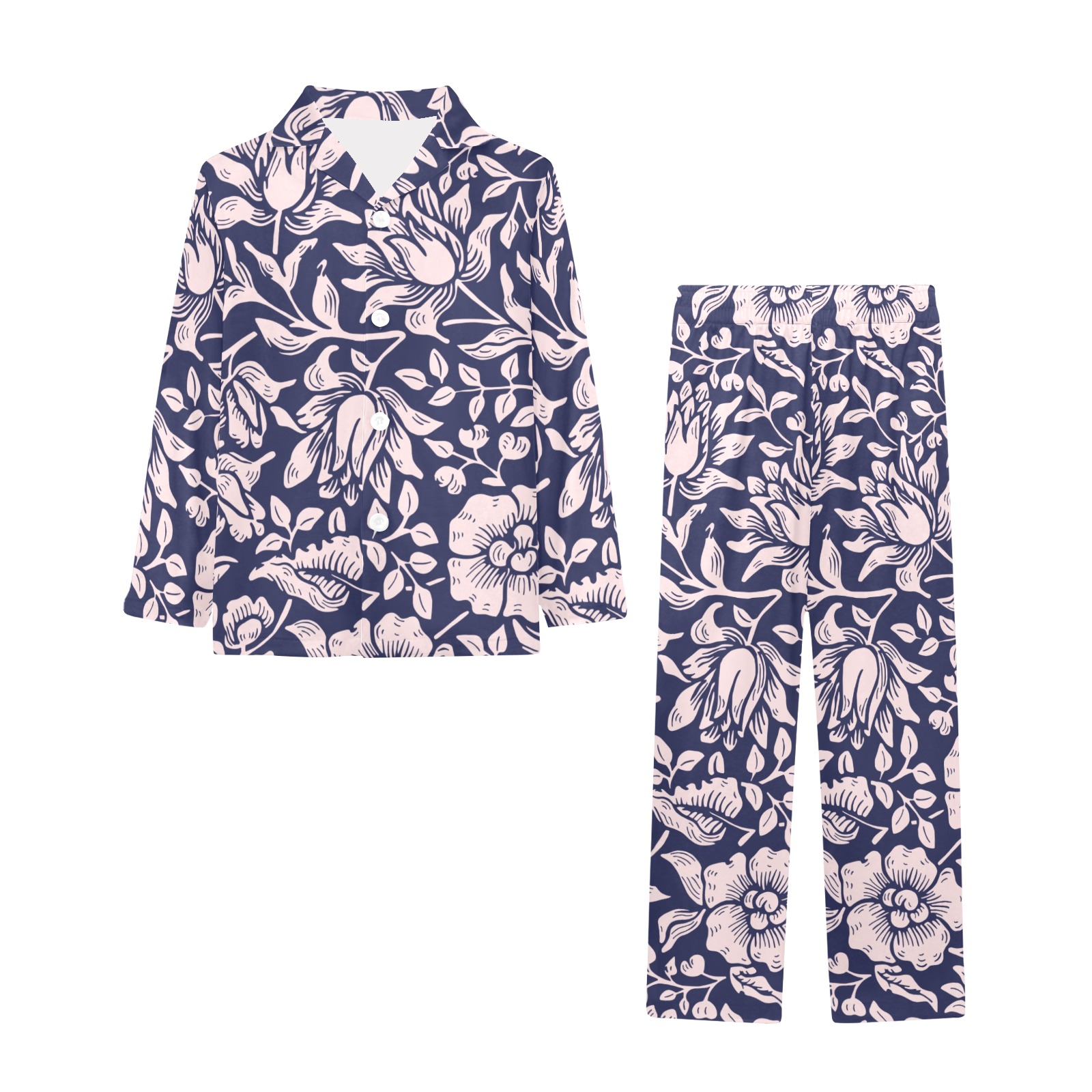 Pajama Little Girls' V-Neck Long Pajama Set
