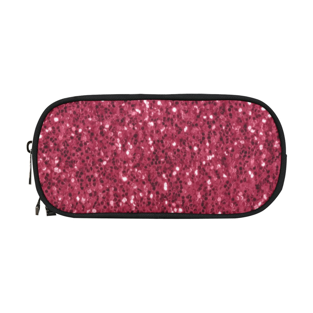 Magenta dark pink red faux sparkles glitter Pencil Pouch/Large (Model 1680)