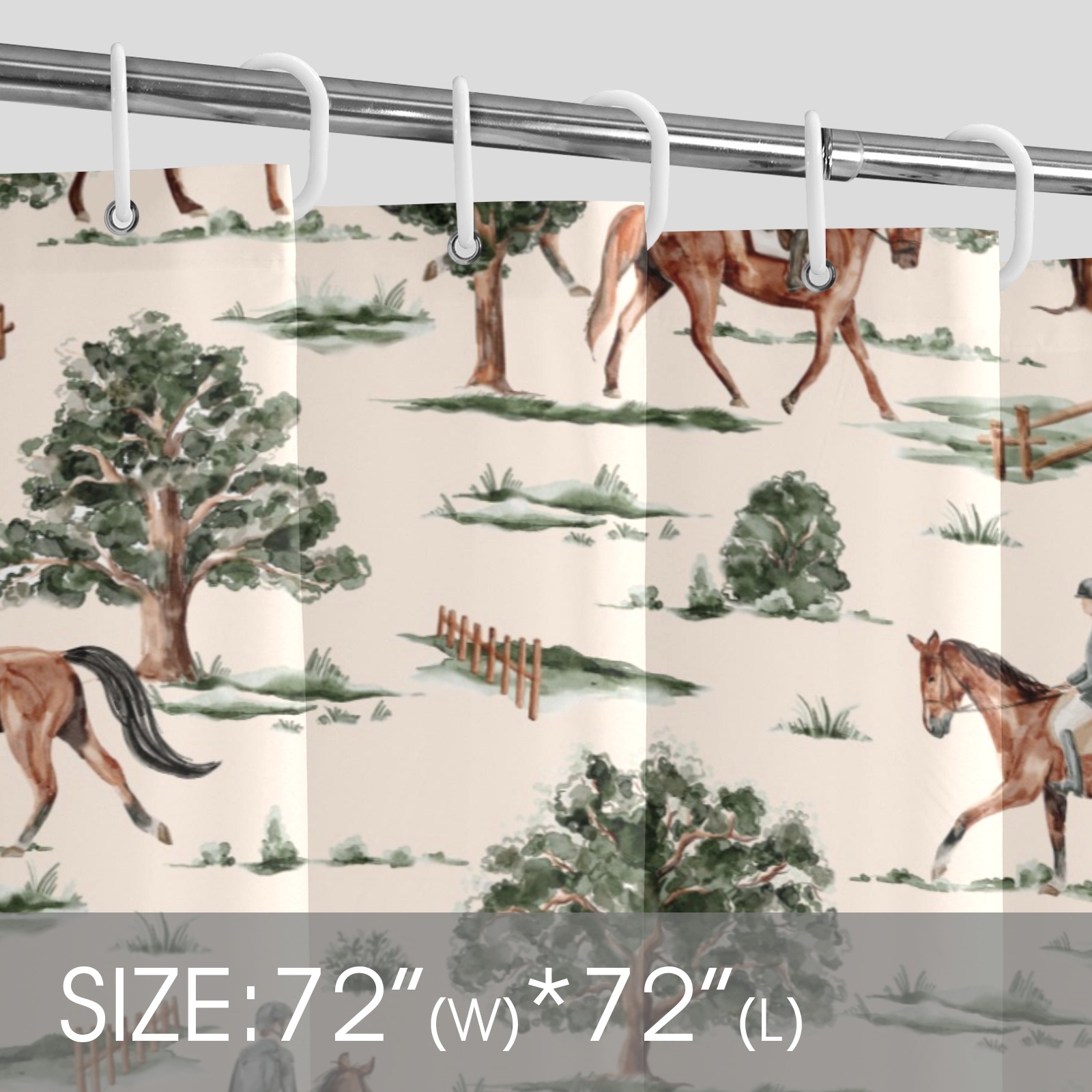 Equestrian Horses Shower Curtain Shower Curtain 72" x 72"