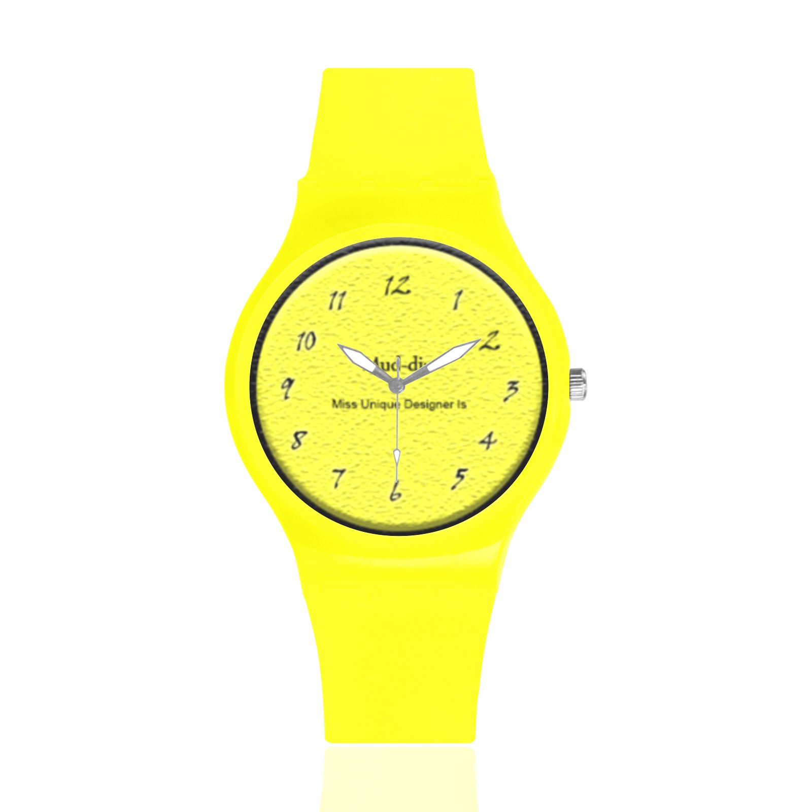 Brite Yellow Pebbles Unisex Round Rubber Sport Watch(Model 314)
