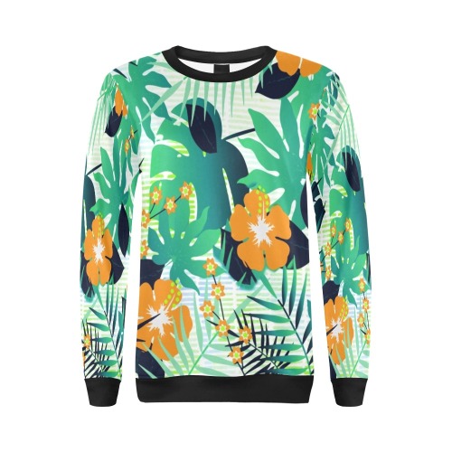 GROOVY FUNK THING FLORAL All Over Print Crewneck Sweatshirt for Women (Model H18)