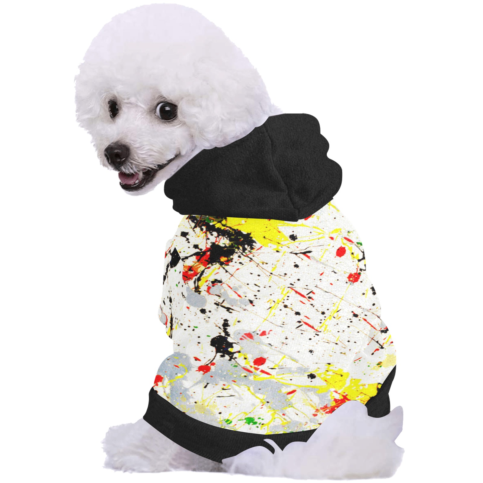 Yellow & Black Paint Splatter Pet Dog Hoodie
