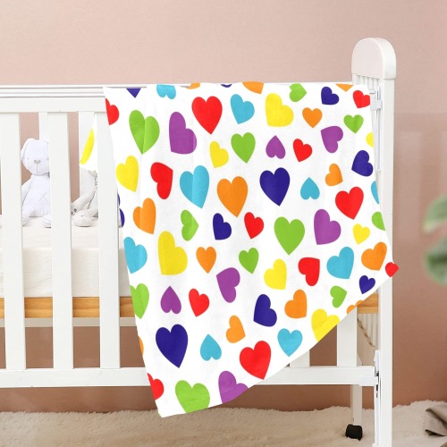 Rainbow Hearts Baby Blanket Baby Blanket 40"x50"