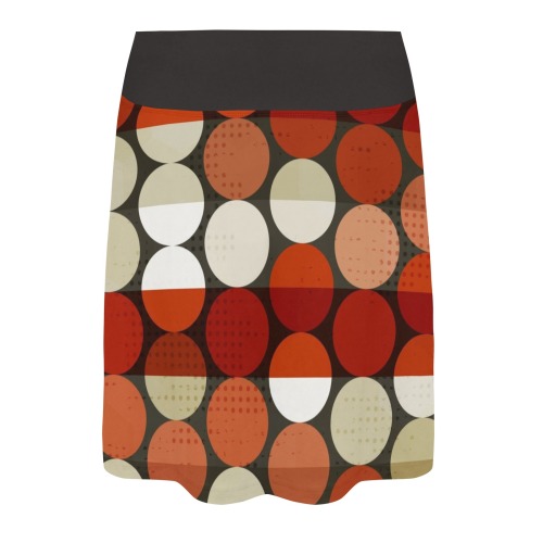 Abstract Red Circles Mid Century Women's Athletic Skirt (Model D64)