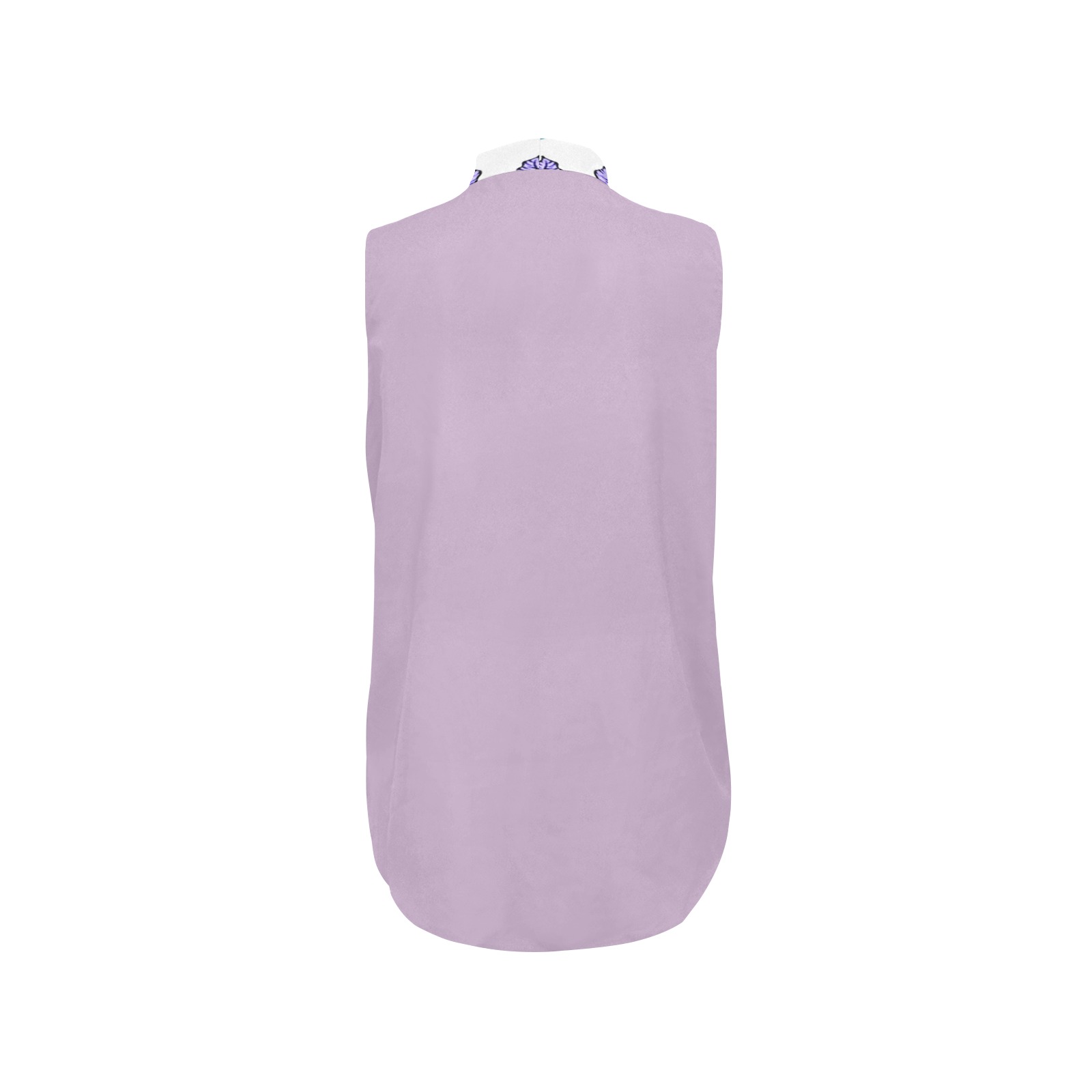 Lavender Turquoise Floral Swirl Pattern Women's Bow Tie V-Neck Sleeveless Shirt (Model T69)