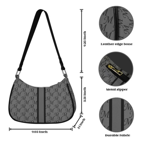 Mud-di Signature Smoky Gray Stripe Women's Shoulder Bag-Black Strap (Model 1748)