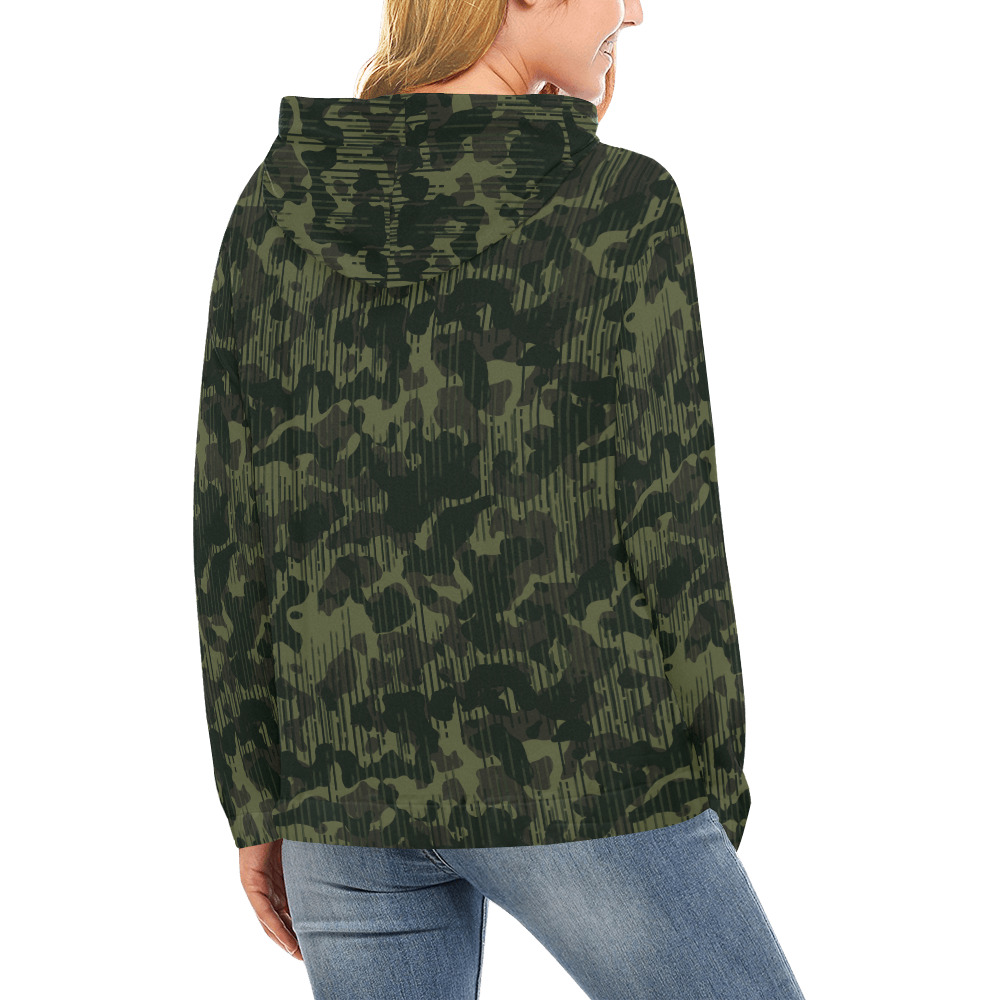 Basic Dusty Nightmare Forest Modern Camouflage All Over Print Hoodie for Women (USA Size) (Model H13)